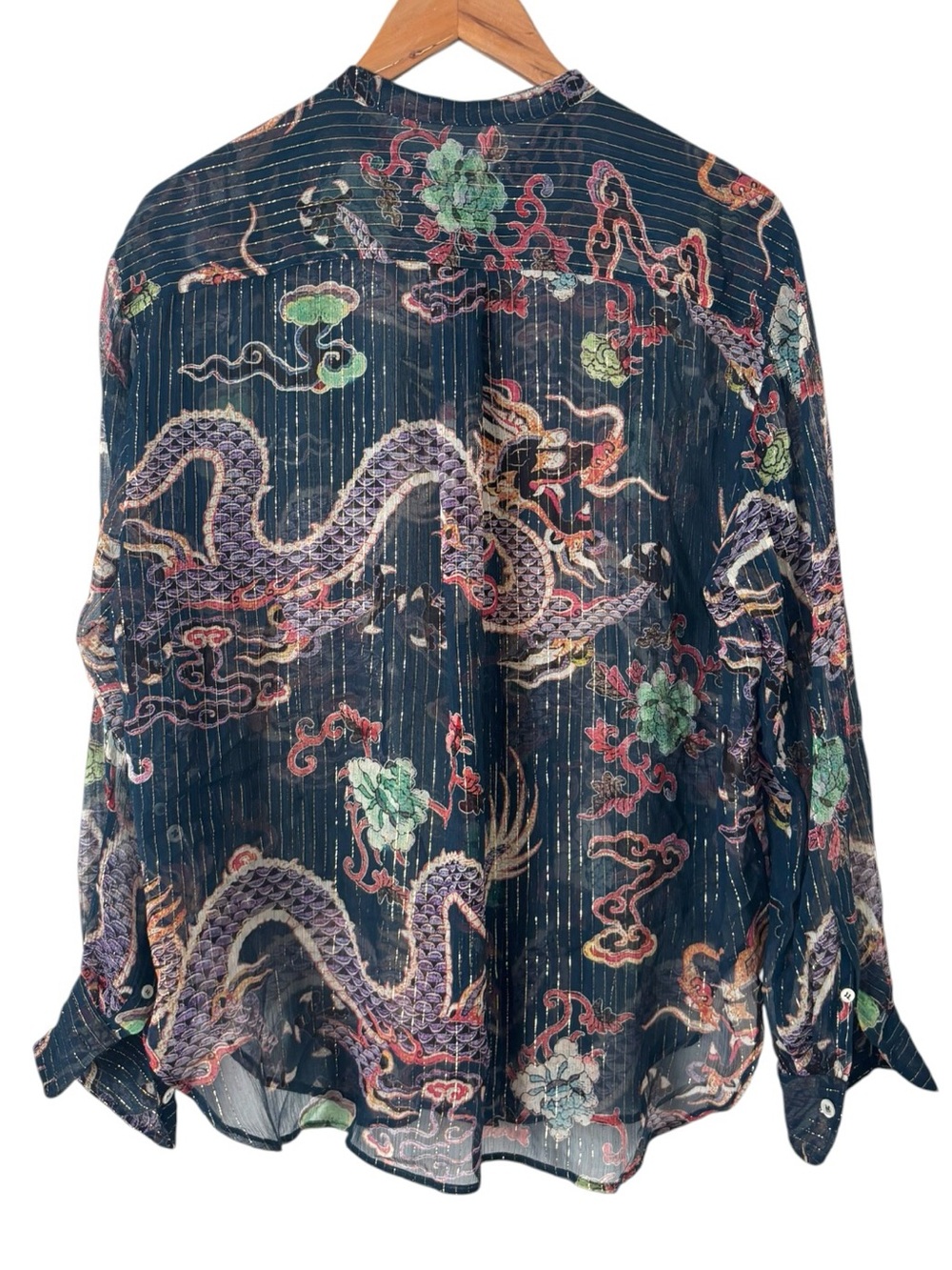 Isabel Marant Daws Dragon Print Silk Blend Top - Picture 3 of 4
